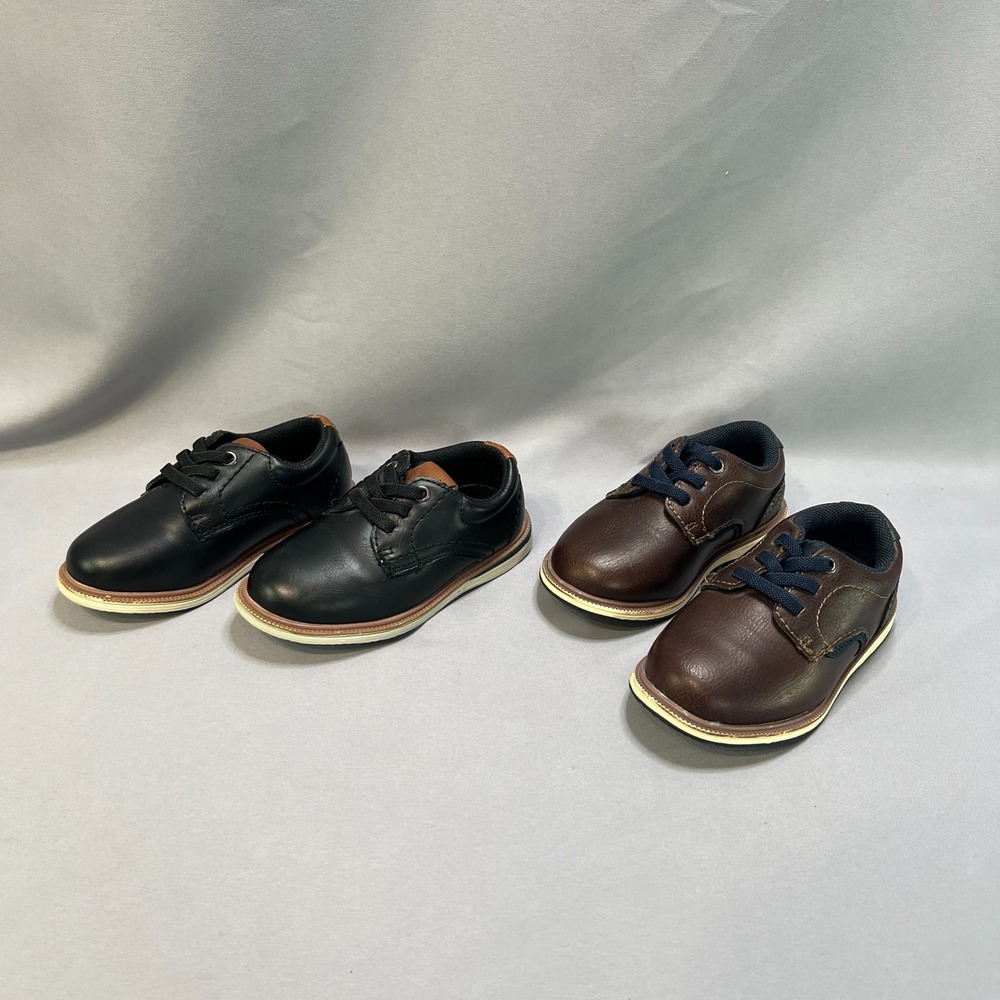 Max + Jake Mix NO. 6 Boys US 6 Oxford Shoes Black Brown Leather Lace Up 2-Pairs